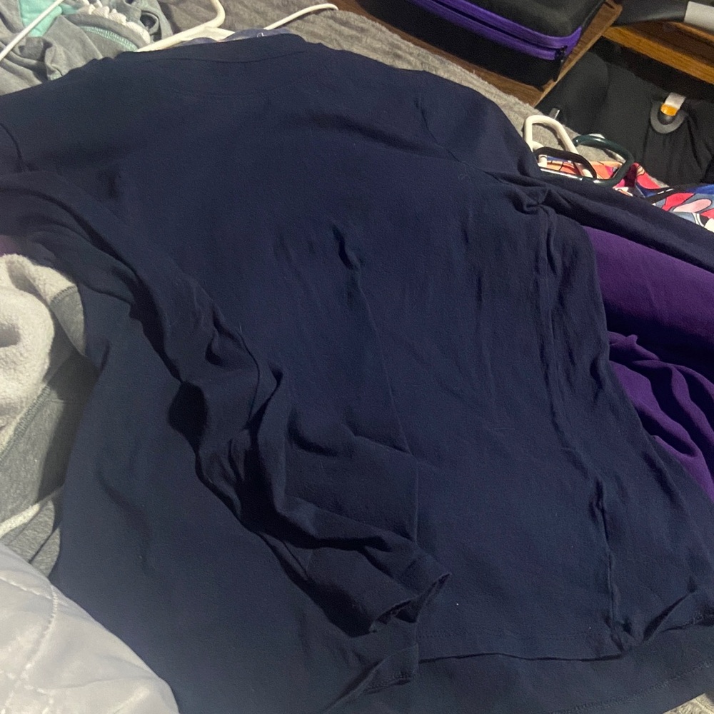 Time and Tru Women's Long Sleeve Tee - Navy Blue